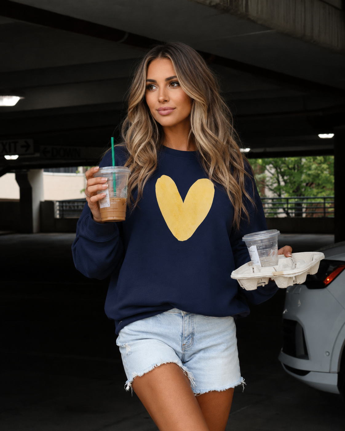 Heart Sweatshirt — Womens Heart painted Graphic Pullover