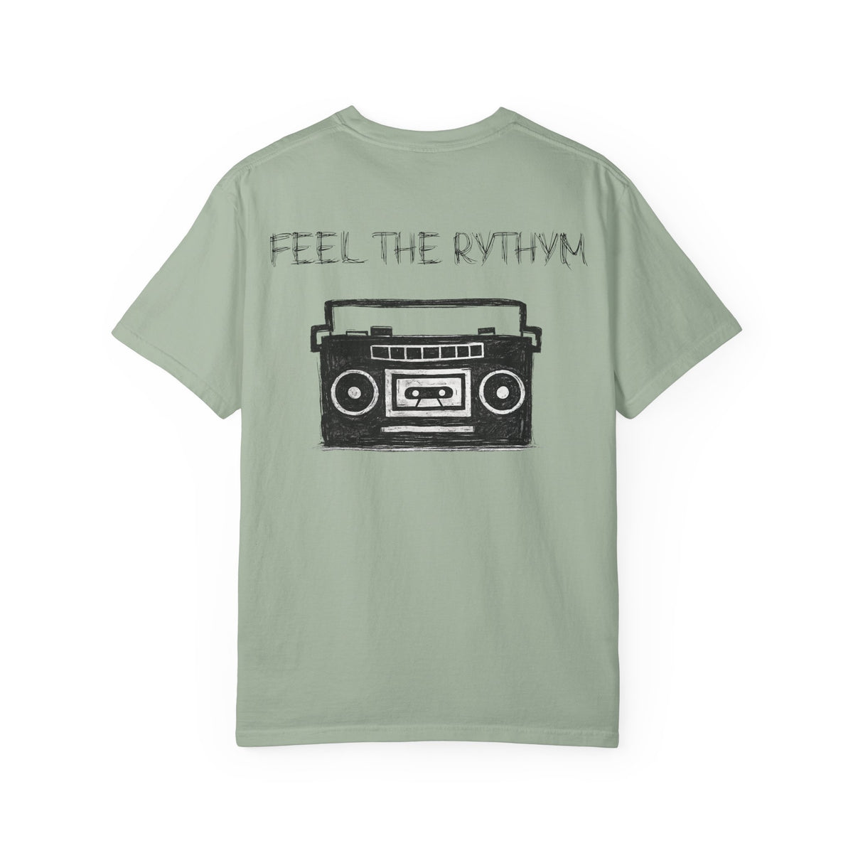 Feel The Rhythm Tshirt  - Distressed Ear Phones Beat Box Graphic Tee