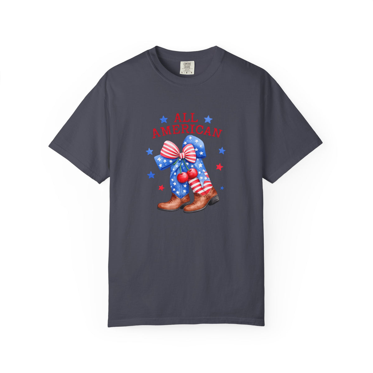 All American Cowboy T-shirt | Patriotic Boots and Flag Graphic