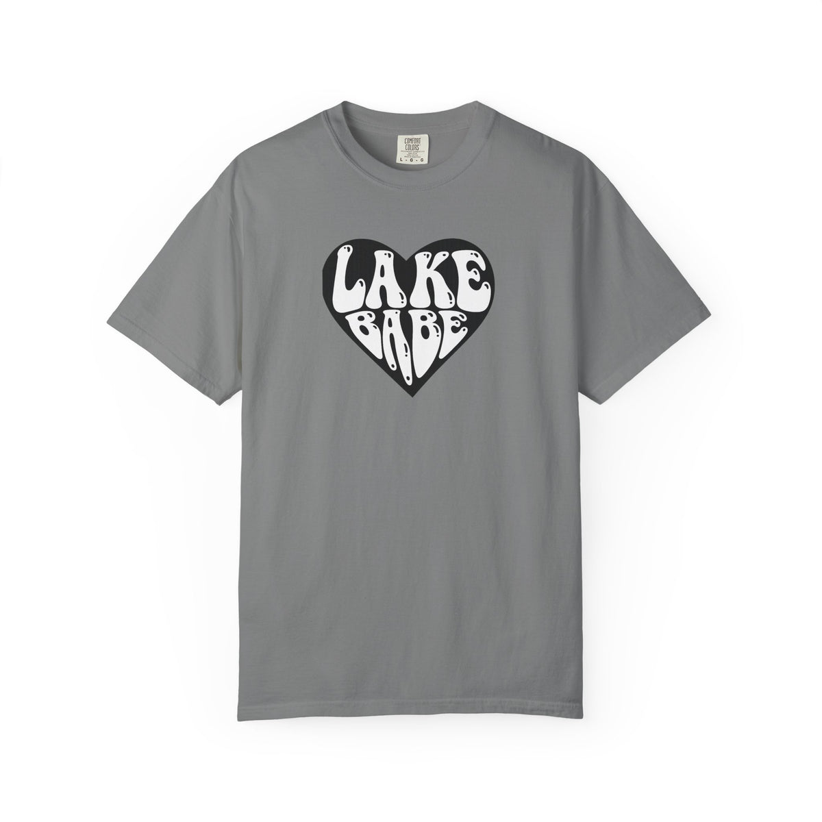 Lake Babe Heart T-shirt | White Print on Black Heart Graphic Tee