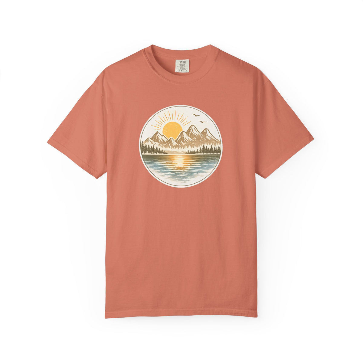 Sunrise Mountain Lake T-Shirt — Scenic Nature Graphic Tee