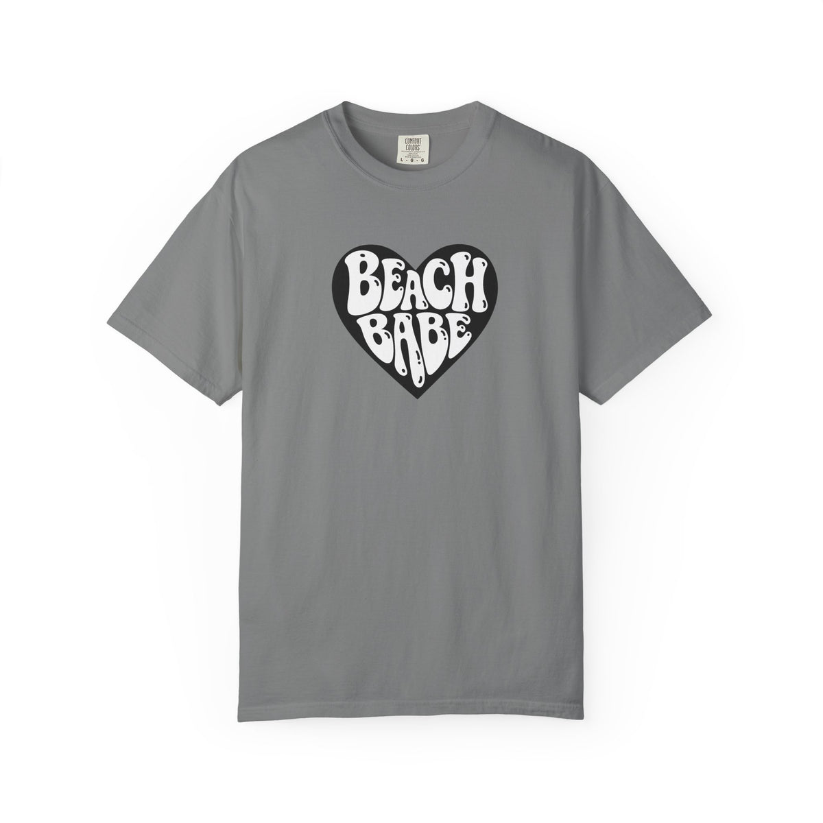 Beach Babe T-Shirt — White Print on Black Heart Graphic Tee