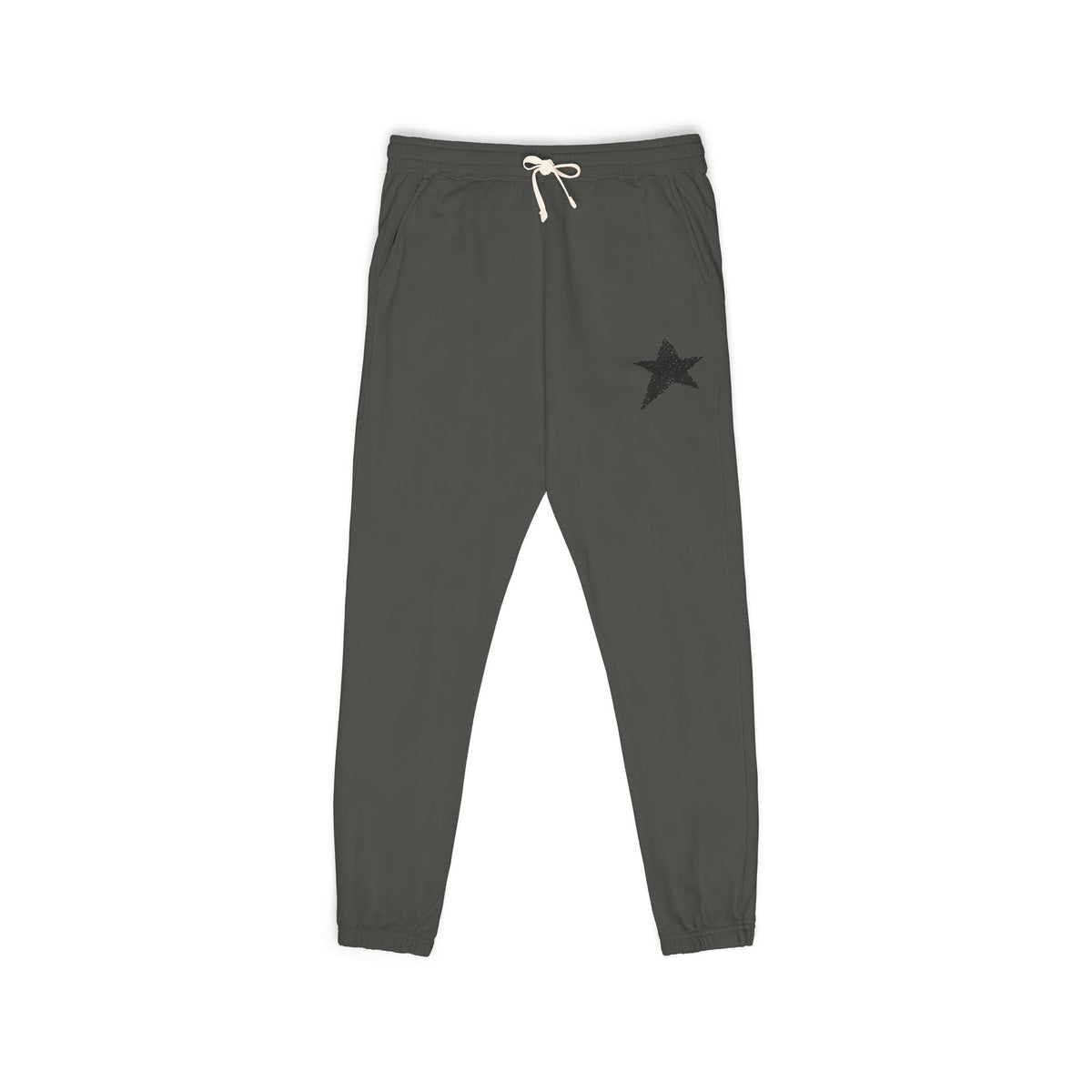 Star Accent Sweatpants —  Black  Star Fleece Joggers