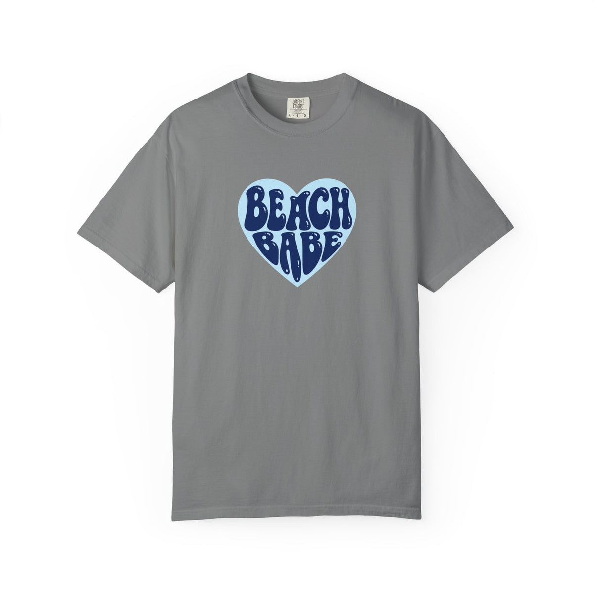 Beach Babe Heart T-Shirt- Dark Blue on Light Blue Heart Graphic Tee