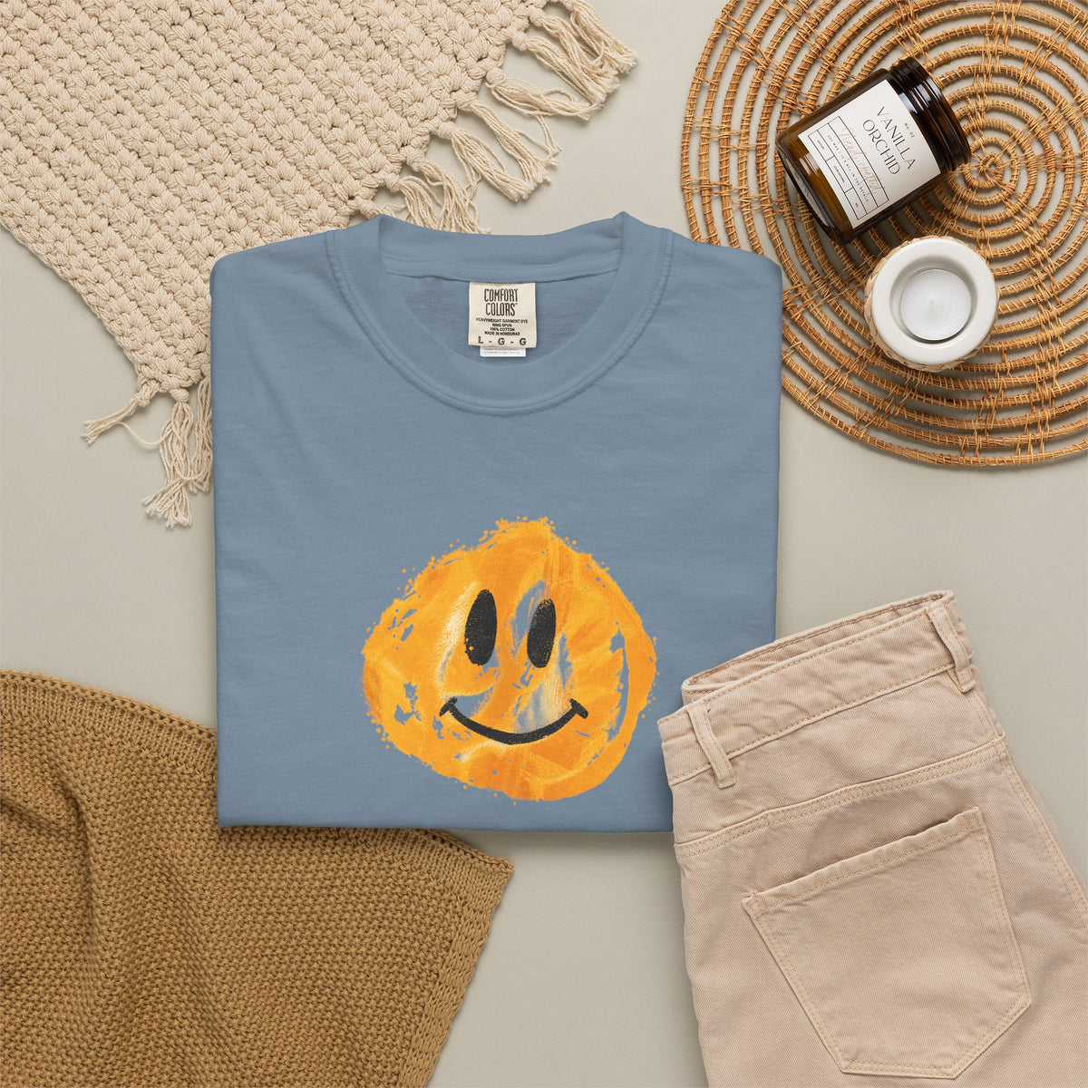 Happy Face Tshirt  - Distressed Happy Face Tee