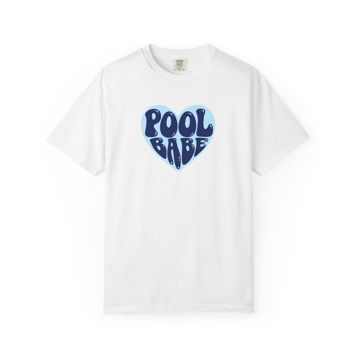 Pool Babe Heart T-shirt-  Dark Blue on Light Blue Heart Graphic Tee