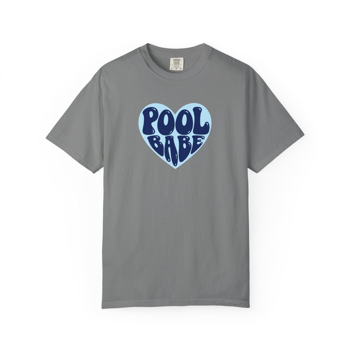 Pool Babe Heart T-shirt-  Dark Blue on Light Blue Heart Graphic Tee