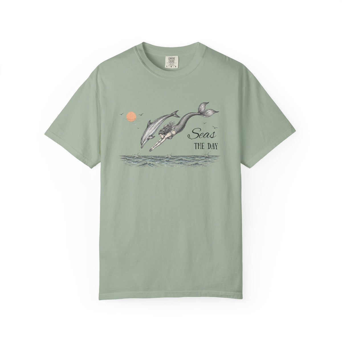 Mermaid & Dolphin 'Seas the Day' T-Shirt- Mermaid & Dolphin Graphic Tshirt