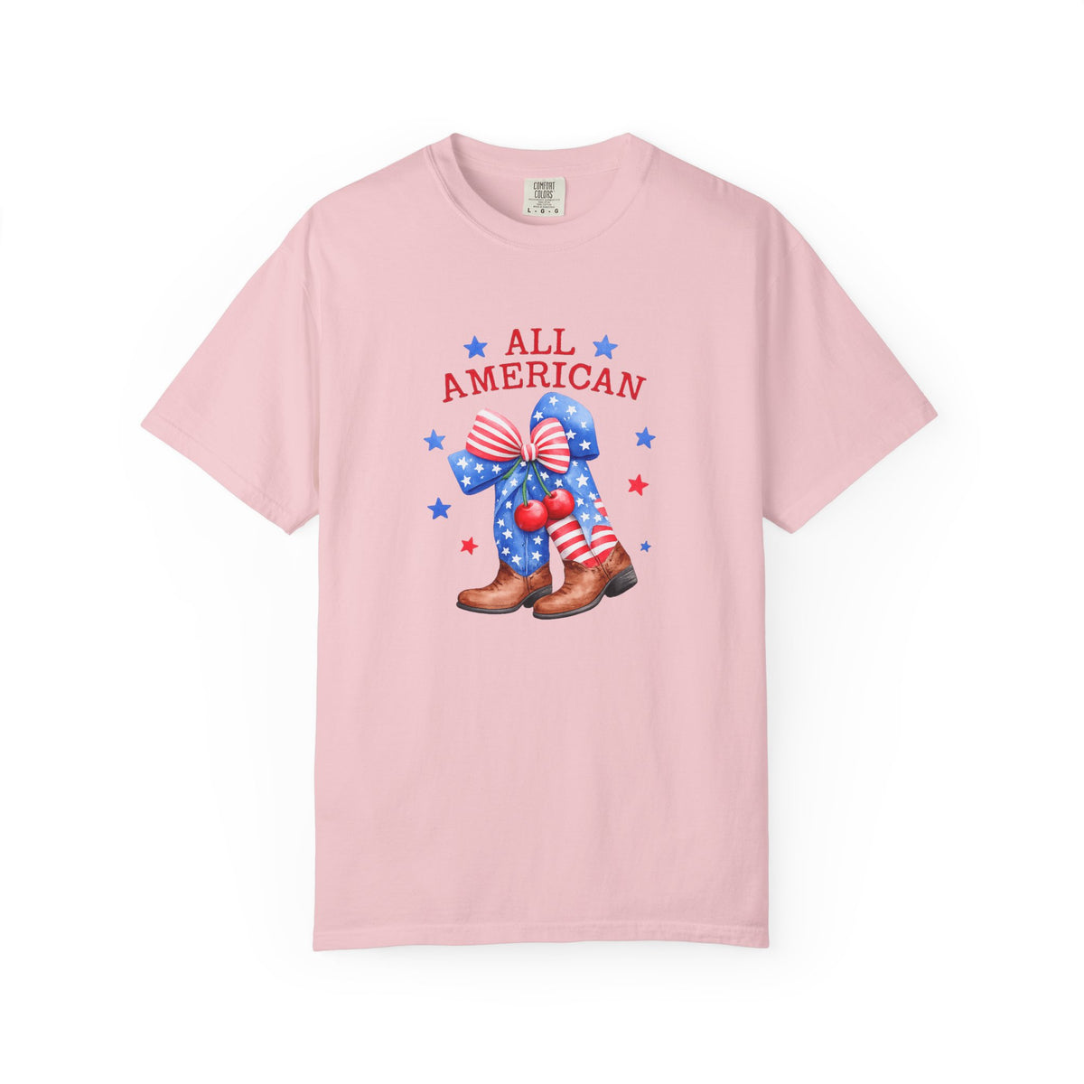 All American Cowboy T-shirt | Patriotic Boots and Flag Graphic