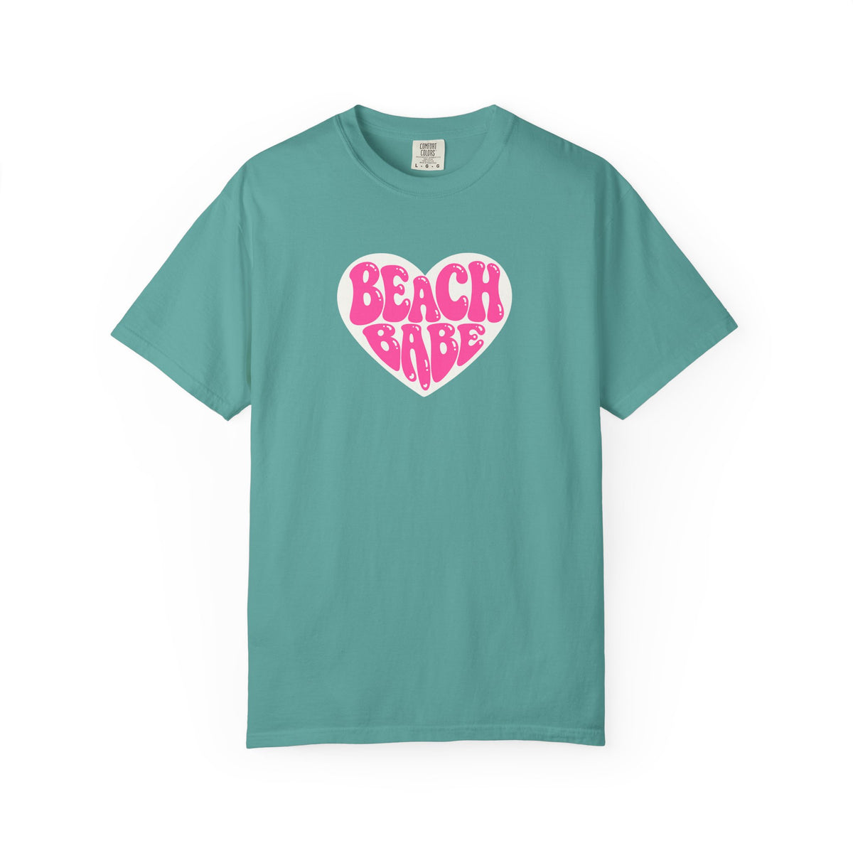 Beach Babe T-Shirt — Hot Pink on light Pink Heart  Summer Tee