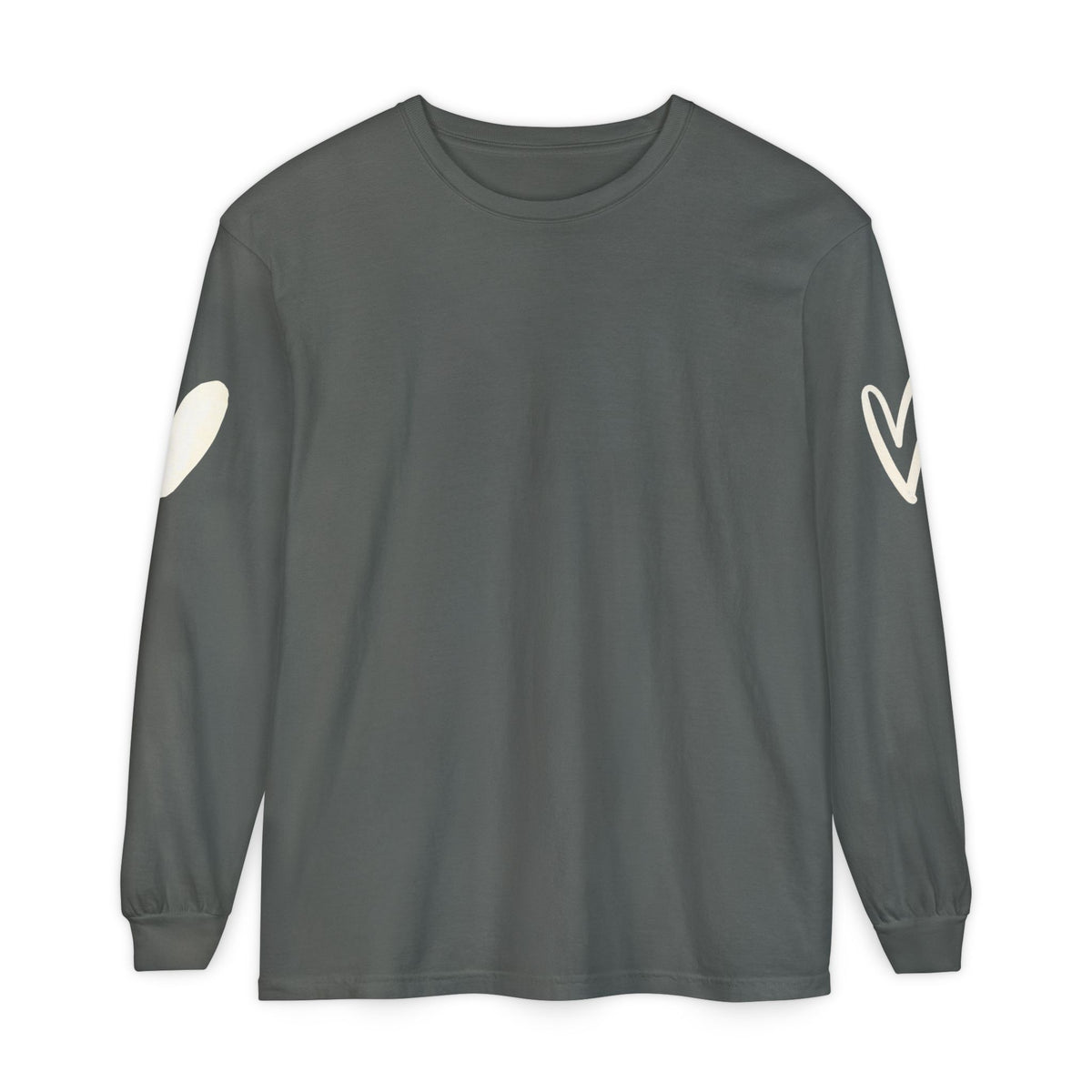 Heart Sleeve Long Sleeve Tee — Minimal Heart Graphic TShirt
