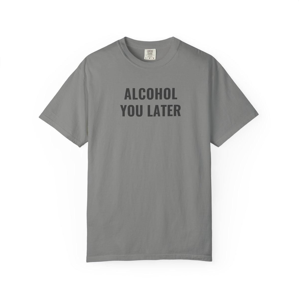 Gray t-shirt with 'LIFT WEIGHTS EST. 2023' text on a white background