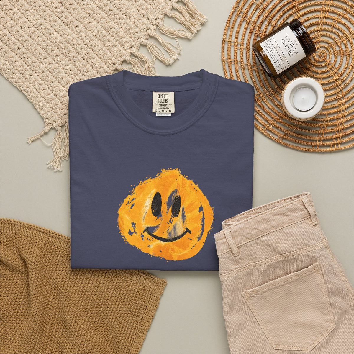 Happy Face Tshirt  - Distressed Happy Face Tee