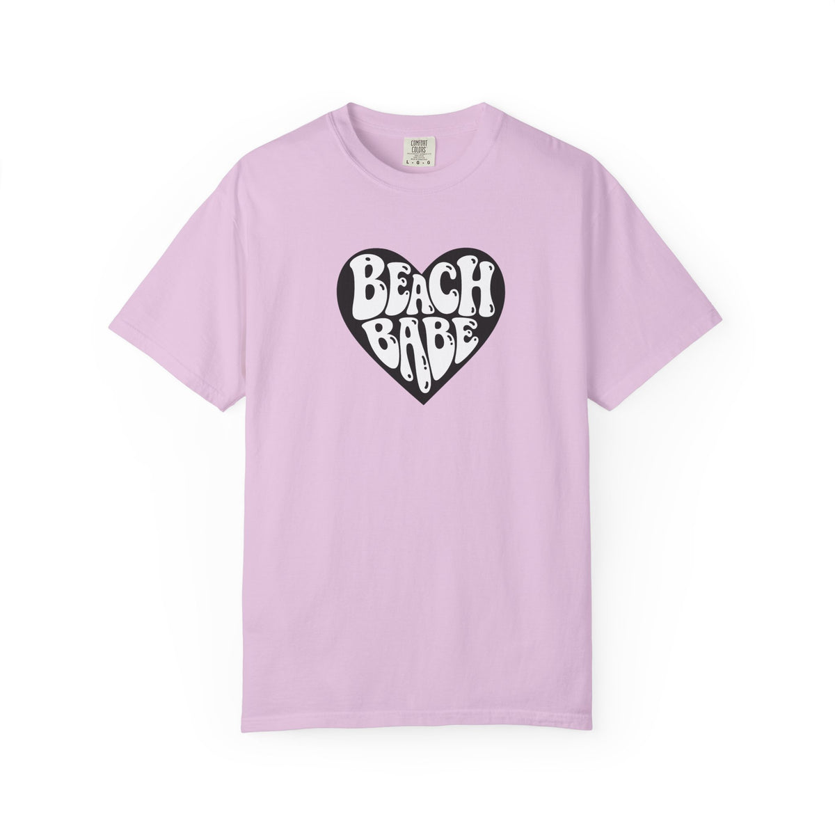 Beach Babe T-Shirt — White Print on Black Heart Graphic Tee