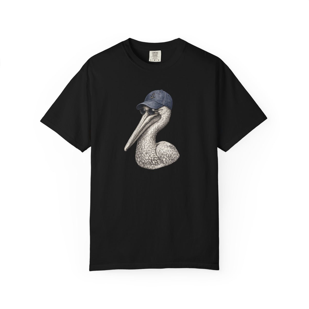 Black t-shirt with a graphic design of warriors and a sword on a white background