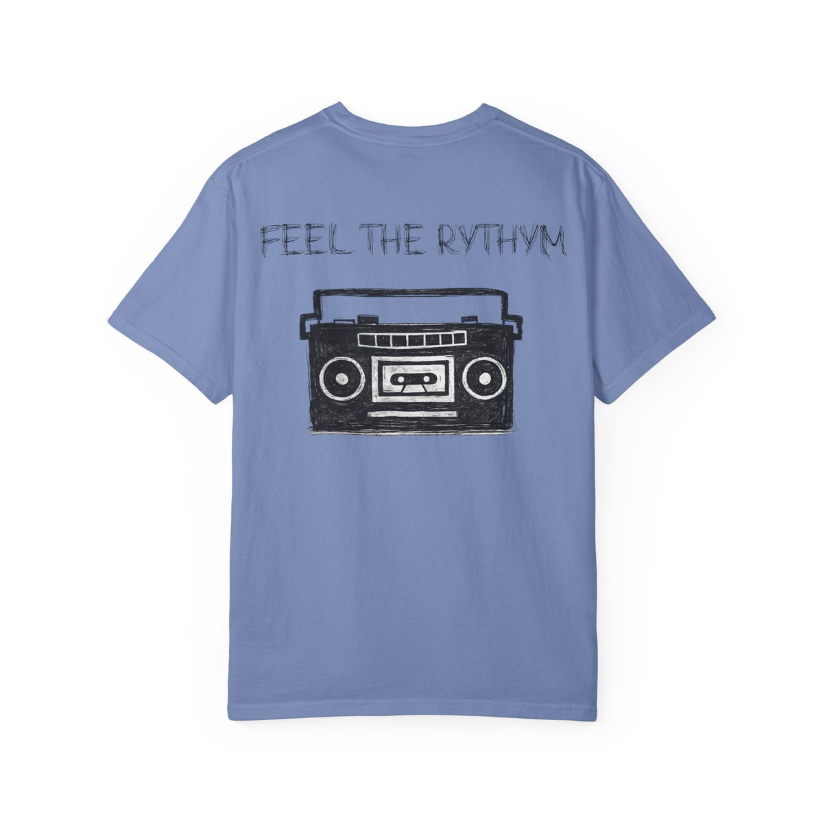 Feel The Rhythm Tshirt  - Distressed Ear Phones Beat Box Graphic Tee