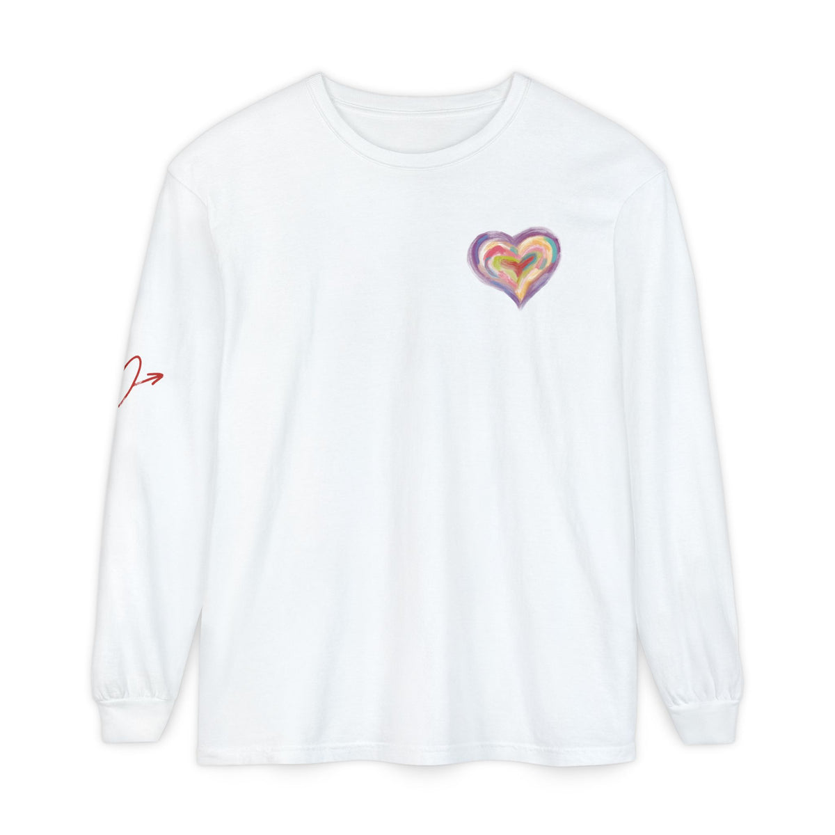 Colorful Heart Long Sleeve T-Shirt - Heart Long Sleeve Tshirt- Loungewear