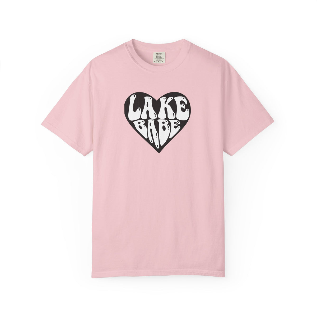 Lake Babe Heart T-shirt | White Print on Black Heart Graphic Tee