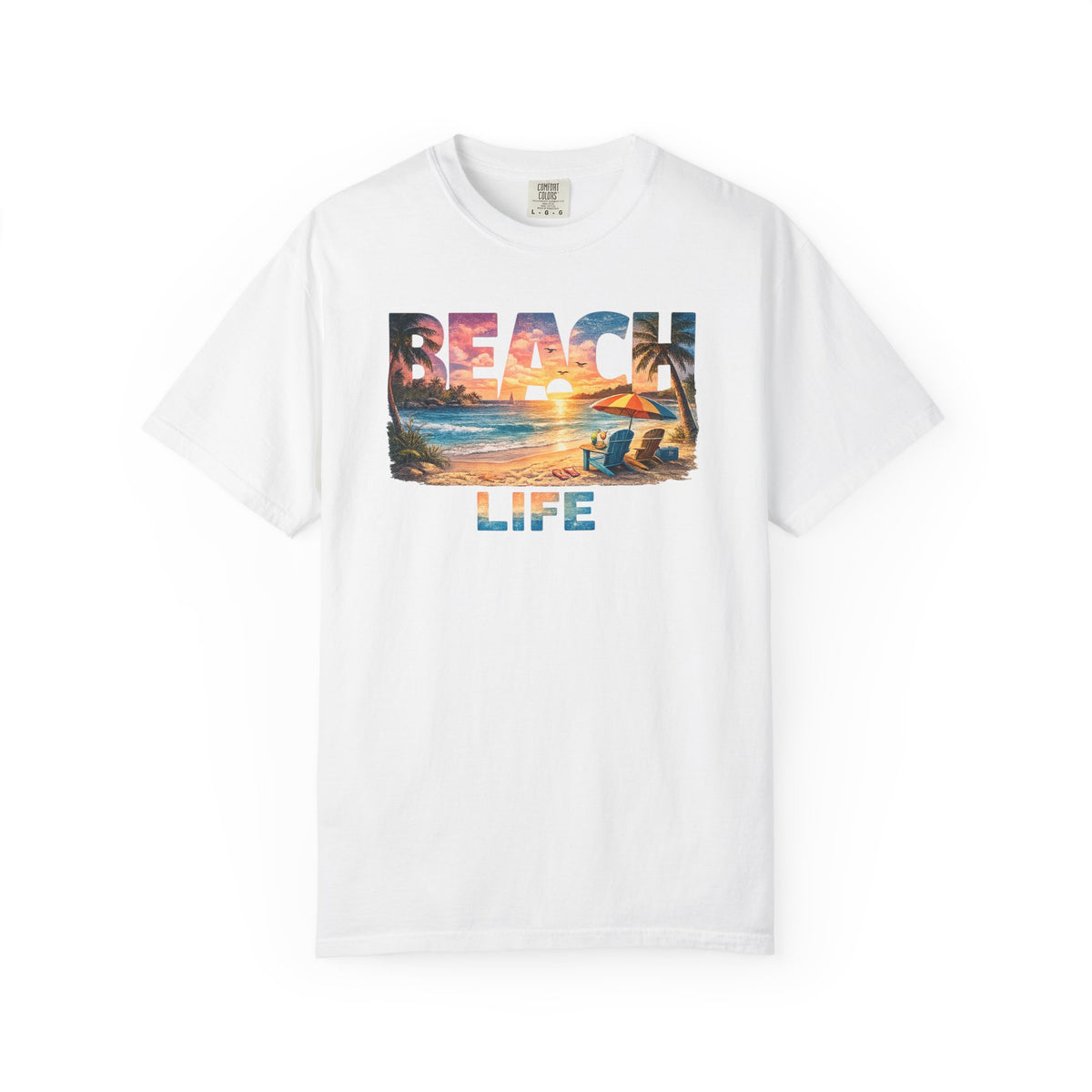 Beach Life sunset scene T-Shirt | coastal beach graphic tee