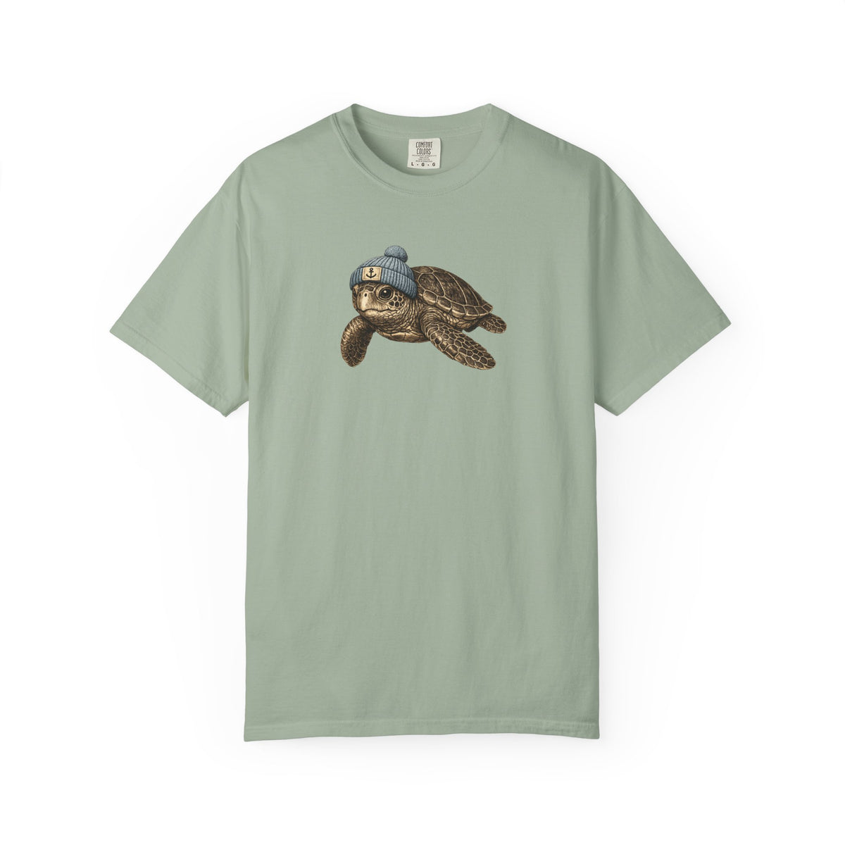 Sea Turtle Graphic Tshirt — Turtle Wearing Beanie TShirt