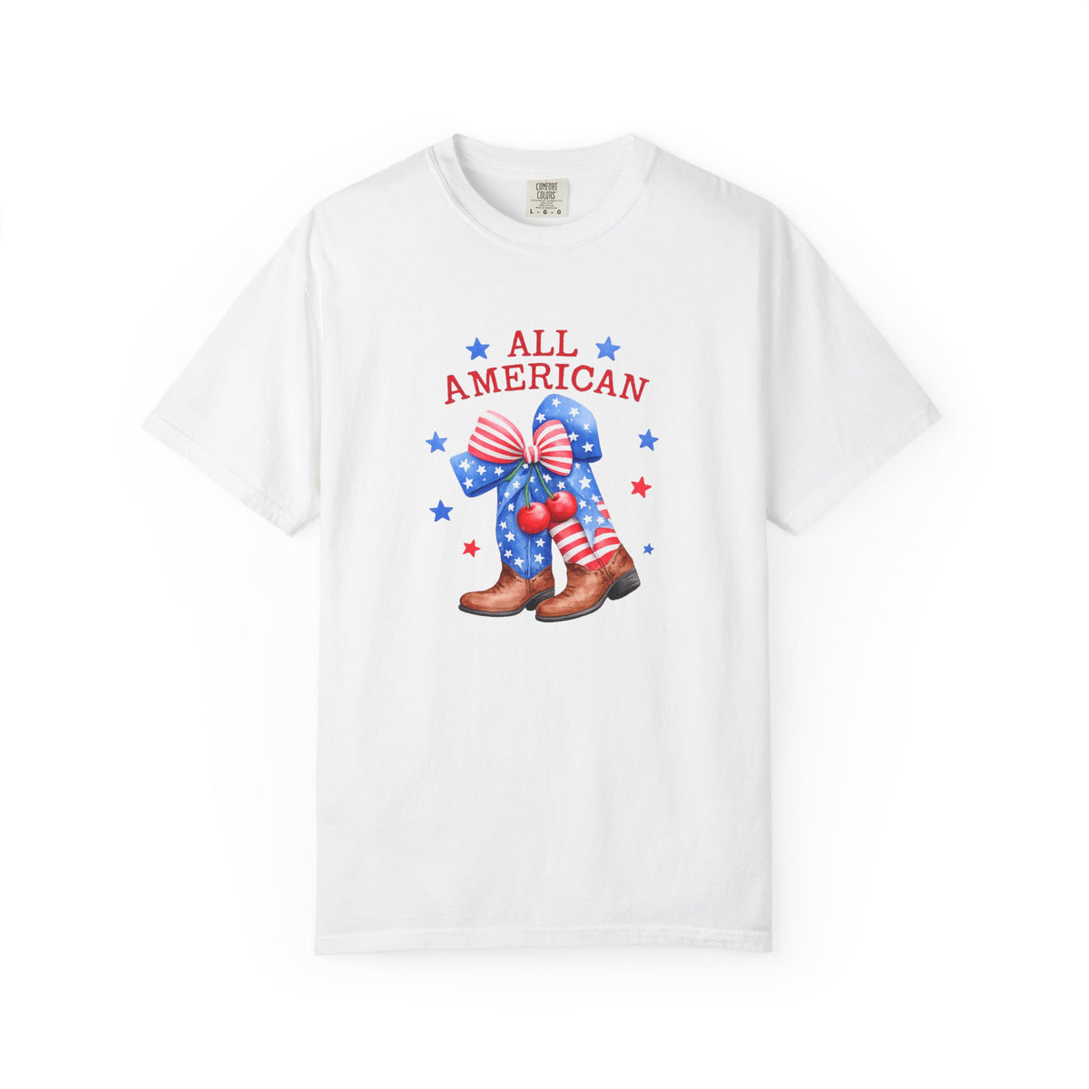All American Cowboy T-shirt | Patriotic Boots and Flag Graphic
