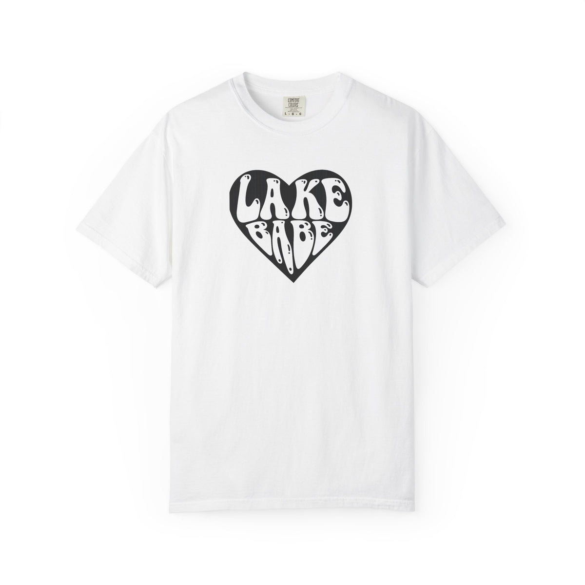 Lake Babe Heart T-shirt | White Print on Black Heart Graphic Tee