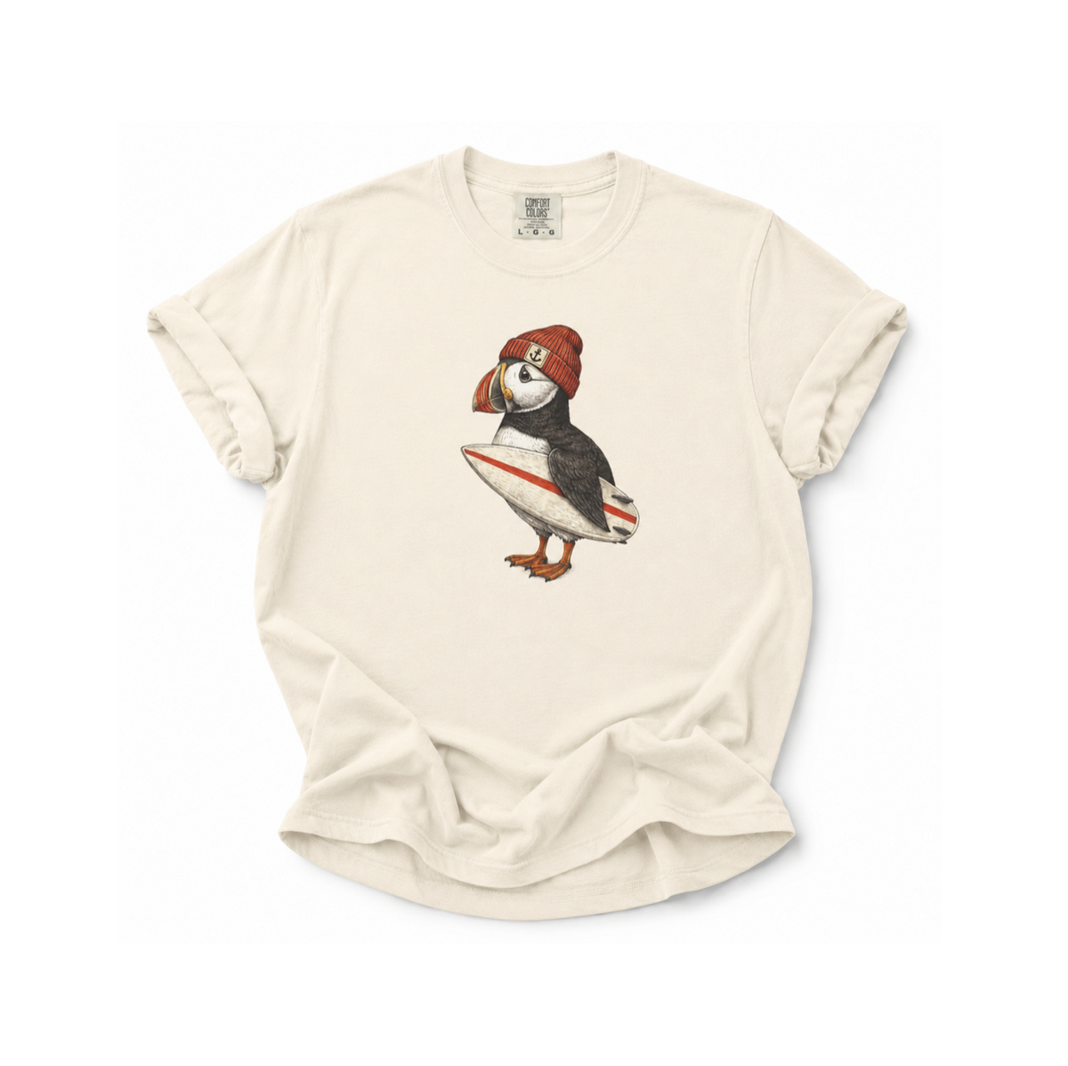 Puffin Surfer T-Shirt — Cute Surfing Puffin Graphic Tee