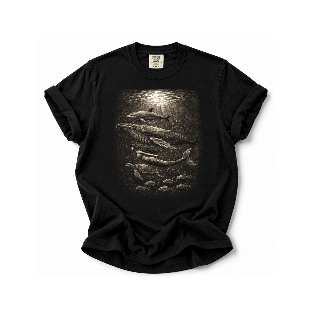 Ocean Animals  with mermaid T-Shirt -  Ocean  Life Tshirt