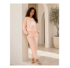 Star Accent Sweatpants —Peach Star Fleece Joggers