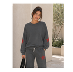 Star Sweatshirt —Red Star on Sleeves Crewneck- Loungewear